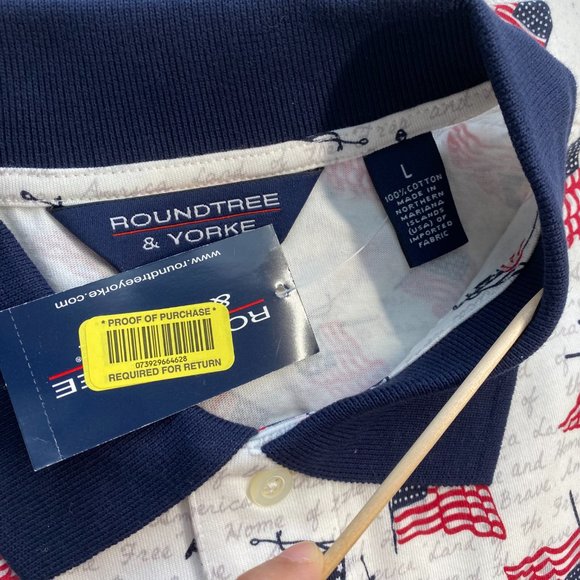 Roundtree & Yorke Men's USA Flag Polo Shirt Size L or XL - New With Tag - Picture 8 of 8
